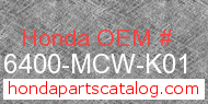 Honda 16400-MCW-K01 genuine part number image