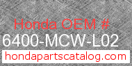 Honda 16400-MCW-L02 genuine part number image