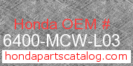 Honda 16400-MCW-L03 genuine part number image