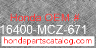 Honda 16400-MCZ-671 genuine part number image