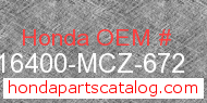 Honda 16400-MCZ-672 genuine part number image