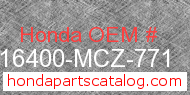 Honda 16400-MCZ-771 genuine part number image