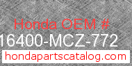 Honda 16400-MCZ-772 genuine part number image