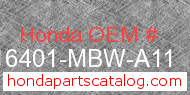 Honda 16401-MBW-A11 genuine part number image