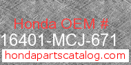 Honda 16401-MCJ-671 genuine part number image