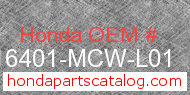 Honda 16401-MCW-L01 genuine part number image