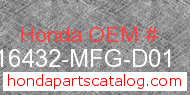 Honda 16432-MFG-D01 genuine part number image