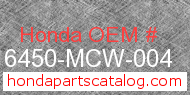 Honda 16450-MCW-004 genuine part number image