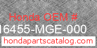 Honda 16455-MGE-000 genuine part number image