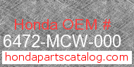 Honda 16472-MCW-000 genuine part number image