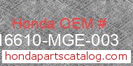 Honda 16610-MGE-003 genuine part number image