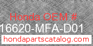 Honda 16620-MFA-D01 genuine part number image