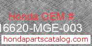 Honda 16620-MGE-003 genuine part number image