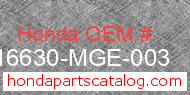 Honda 16630-MGE-003 genuine part number image