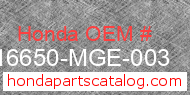 Honda 16650-MGE-003 genuine part number image