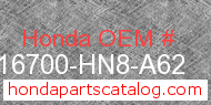 Honda 16700-HN8-A62 genuine part number image