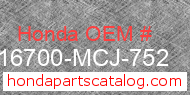 Honda 16700-MCJ-752 genuine part number image