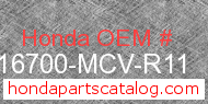 Honda 16700-MCV-R11 genuine part number image