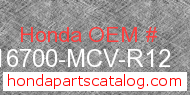 Honda 16700-MCV-R12 genuine part number image