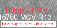 Honda 16700-MCV-R13 genuine part number image