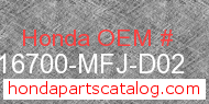 Honda 16700-MFJ-D02 genuine part number image