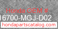 Honda 16700-MGJ-D02 genuine part number image