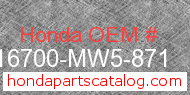 Honda 16700-MW5-871 genuine part number image