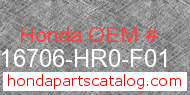 Honda 16706-HR0-F01 genuine part number image