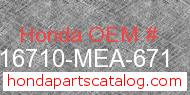 Honda 16710-MEA-671 genuine part number image