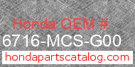 Honda 16716-MCS-G00 genuine part number image