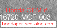Honda 16720-MCF-003 genuine part number image