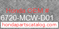 Honda 16720-MCW-D01 genuine part number image