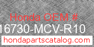 Honda 16730-MCV-R10 genuine part number image