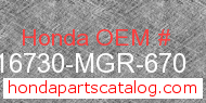 Honda 16730-MGR-670 genuine part number image
