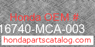 Honda 16740-MCA-003 genuine part number image