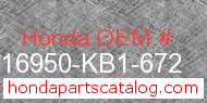 Honda 16950-KB1-672 genuine part number image