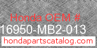 Honda 16950-MB2-013 genuine part number image