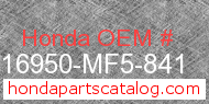 Honda 16950-MF5-841 genuine part number image