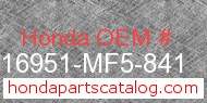 Honda 16951-MF5-841 genuine part number image