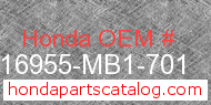 Honda 16955-MB1-701 genuine part number image