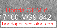 Honda 17100-MG9-842 genuine part number image