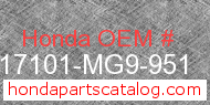 Honda 17101-MG9-951 genuine part number image