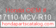 Honda 17110-MCV-R10 genuine part number image