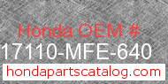 Honda 17110-MFE-640 genuine part number image