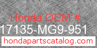 Honda 17135-MG9-951 genuine part number image
