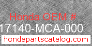 Honda 17140-MCA-000 genuine part number image