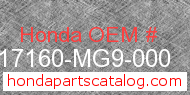 Honda 17160-MG9-000 genuine part number image