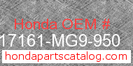 Honda 17161-MG9-950 genuine part number image