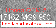 Honda 17162-MG9-950 genuine part number image