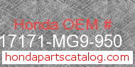 Honda 17171-MG9-950 genuine part number image